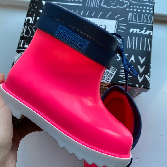 Mini Melissa girls hot pink rain boots size 9 - Picture 3 of 5
